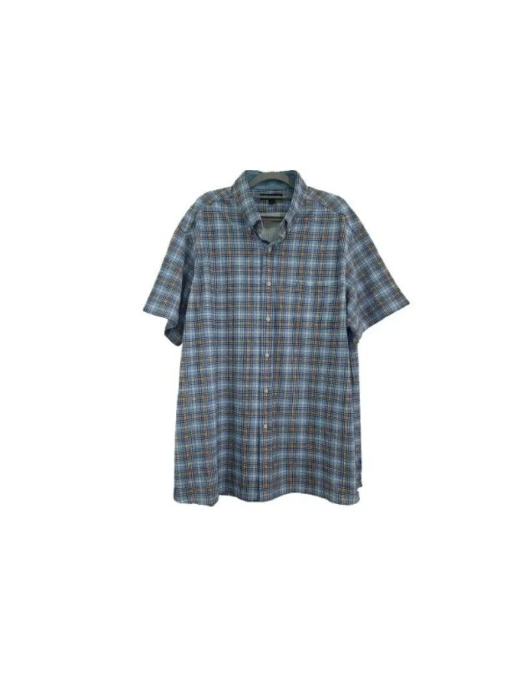 Daniel Cremieux SS Knit Button Down Shirt Blue Plaid Sz XXL Business Casual